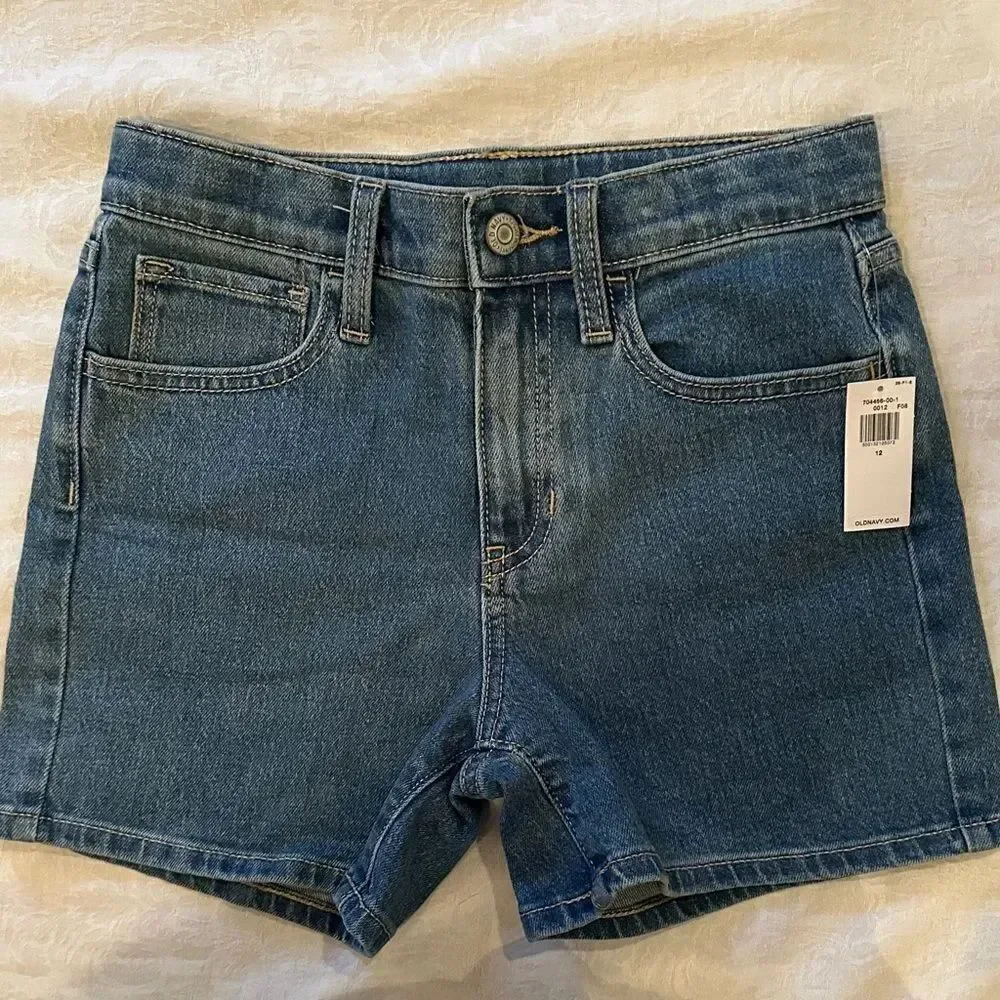 Old Navy Kids Blue Denim Jeans Shorts High Rise Size 12